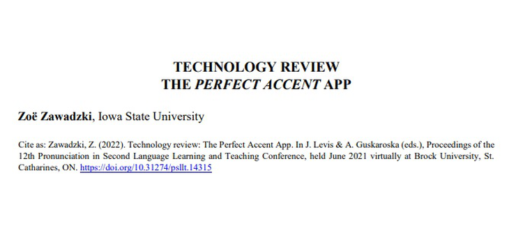 Zawadzki  Technology Review: The Perfect Accent App